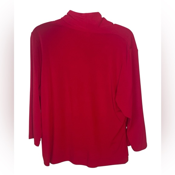 Tan Jay ruched front b-neck vintage blouse. Size large in Red GUC - Picture 4 of 6